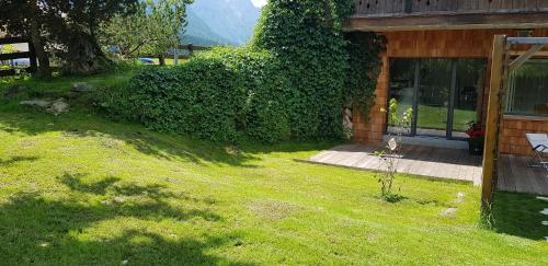 a house with a yard with a grassy yard sidx sidx sidx at Aqua Apartments Spa Housemuhlbach in Sappada