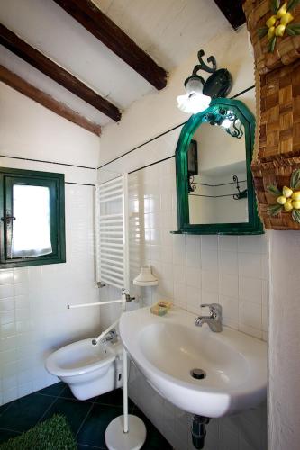 a bathroom with a sink and a mirror at Villa Giulia a "Casa Conti di Sotto" in Gavorrano
