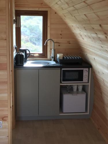 Majoituspaikan Earls View Maxi Pod keittiö tai keittotila