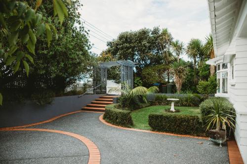 A garden outside Island Villa, Oneroa
