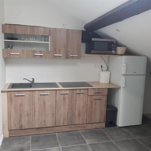 Kuchyň nebo kuchyňský kout v ubytování Appart hotel sathonay rillieux Lyon
