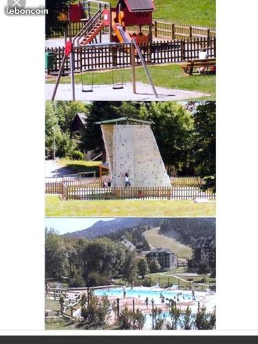 un collage de deux photos d'une aire de jeux dans l'établissement AX 3 DOMAINES - BONASCRE, à Ax-les-Thermes