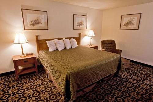 מיטה או מיטות בחדר ב-Americas Best Value Inn Roosevelt/Ballard