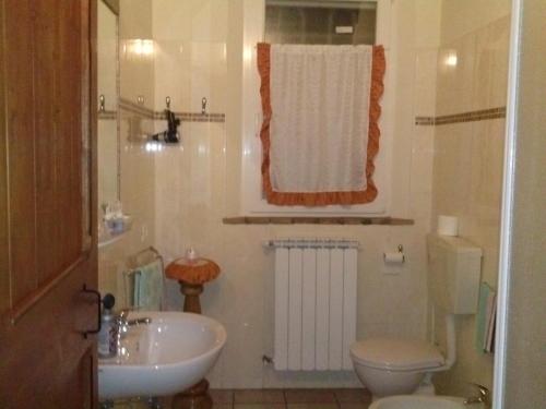 a bathroom with a white toilet and a sink at Agriturismo Trava in Portoverrara