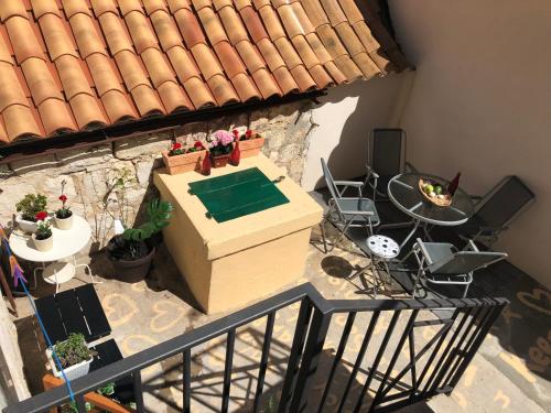 an overhead view of a patio with a swimming pool at Villa San Marco in Hvar