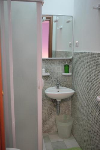 a bathroom with a sink and a mirror at B&B Gi & Giò in Càbras