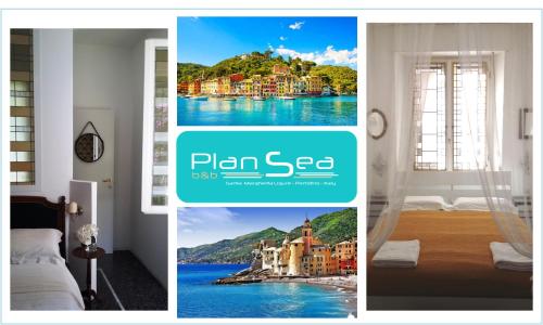 a collage of photos of a bedroom and a city at PLAN SEA Guest House in Santa Margherita Ligure