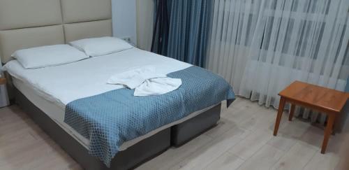伊斯坦堡的住宿－Arya Hotel，一间卧室配有一张床,床上有毛巾
