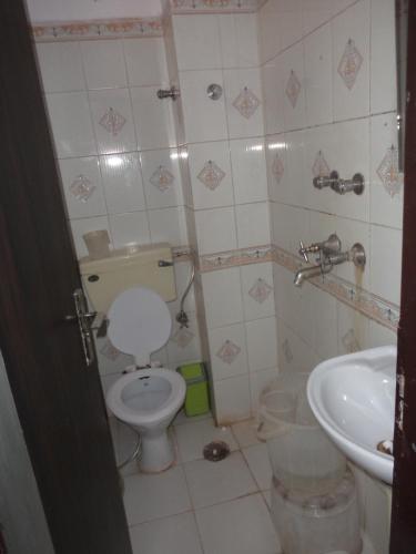 a bathroom with a toilet and a sink at Hotel Gem Palace in Jaipur