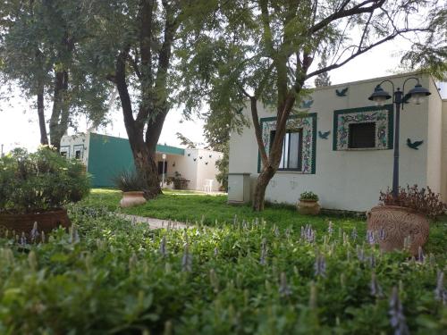 a house with trees and flowers in the yard at יופי של אירוח בעמיעד in Ammiad