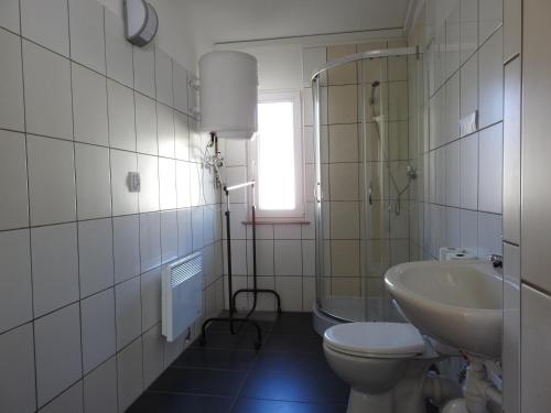 a bathroom with a toilet and a sink at Anastasis in Mirostowice Górne