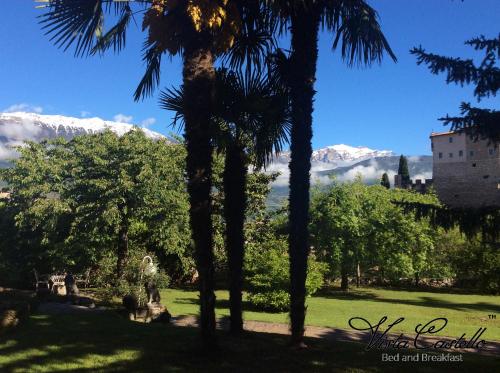 a park with palm trees and a mountain in the background at Vista Castello in Rovereto