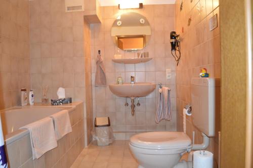 een badkamer met een toilet en een wastafel bij Nettes Appartement in Mönchengladbach