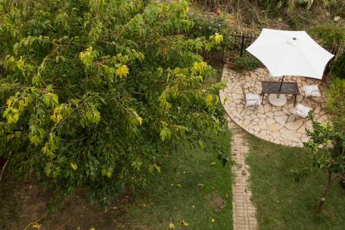 an overhead view of a table with an umbrella at Holiday Zigos in Igoumenitsa