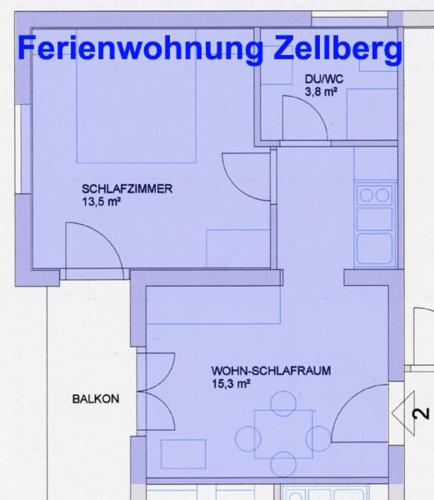 a drawing of a floor plan of a building at Apart Huditz in Zell am Ziller