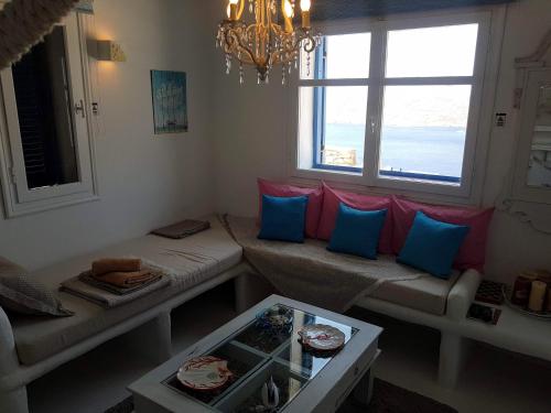 Кът за сядане в Mykonos studio with sea view