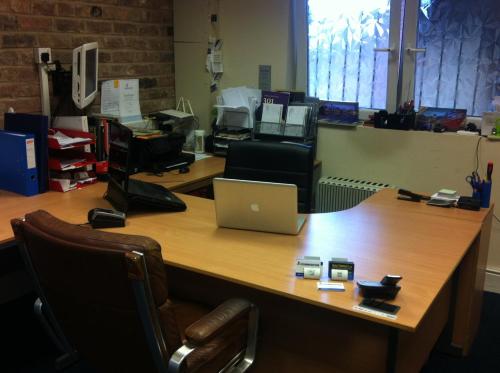 an office with a desk with a laptop computer on it at Royal Chambers Liverpool in Liverpool