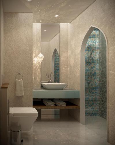 a bathroom with a sink and a toilet and a mirror at Tilal Jabal Al Kabah in Makkah