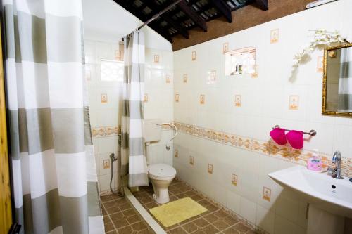 a bathroom with a toilet and a sink at Cozy Dream Apartment in Anjuna