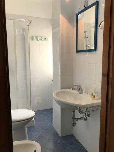 アルゲーロにあるLe Aromaticheのバスルーム(洗面台、トイレ、鏡付)