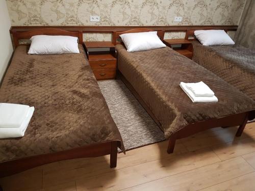 - une chambre avec 2 lits dans l'établissement готель Біля фонтану, à Vinnytsia