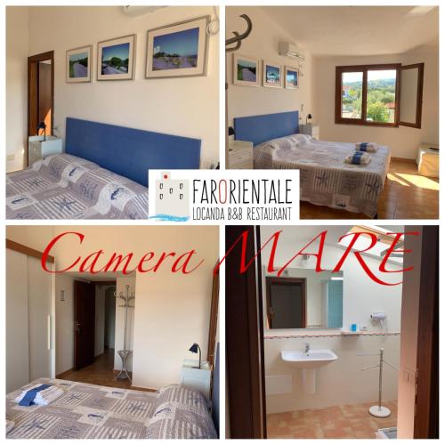 a collage of three pictures of a bedroom at Locanda FarOrientale in Santa Lucia