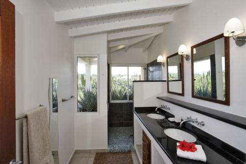 a bathroom with two sinks and a mirror at Dream Villa Terres Basses 543 in Les Terres Basses