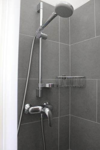 La salle de bains est pourvue d'une douche avec un pommeau de douche. dans l'établissement B&B Il Giardino Di Isa, à Certaldo