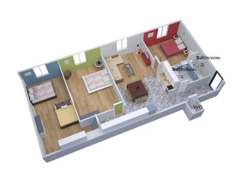 un plan d'étage d'une maison dans l'établissement Les marches de St Charles - 100M2, à Marseille