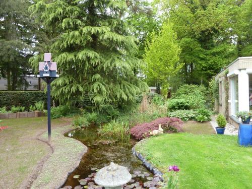 a garden with a pond and a bird bath in the yard at Holiday Home 2-1 by Interhome in Lochem