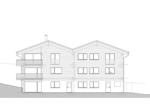 a detailed drawing of a house at Apartment Huwetz 3 1-2 Zimmerwohnung by Interhome in Bettmeralp