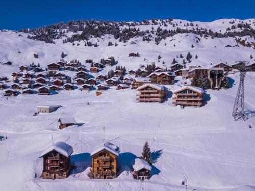 een klein dorp bedekt met sneeuw op een berg bij Apartment Apartmenthaus Riederhoru A 1- OG Ost by Interhome in Riederalp