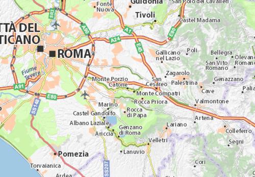 Une carte de la romanie avec les routes et les autoroutes dans l'établissement Alloggio turistico Giuly ID 3807, à Monte Porzio Catone