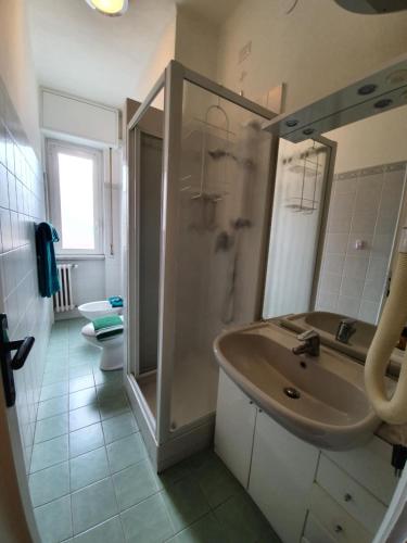 a bathroom with a sink and a shower at Residence Pian della Nave in Milan