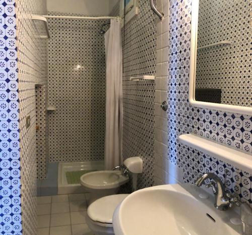 a bathroom with a sink and a toilet and a shower at VisitPonza - Palazzetto Azzurro in Ponza