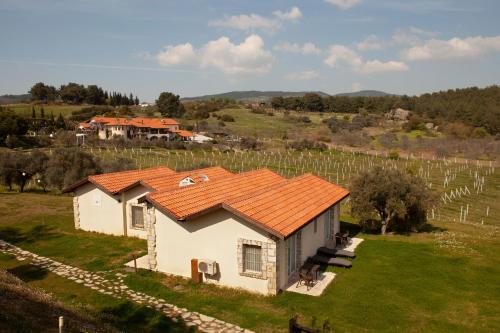 a small house with an orange roof in a field at VINIFERA VINEYARDS HOTEL in Selcuk
