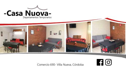 una imagen de una sala de estar con sofá y mesas en Casa Nuova Depto CUATRO en Villa María