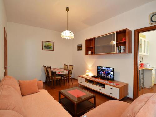 a living room with a couch and a table with a tv at Apartment Tihomir-2 by Interhome in Veprinac