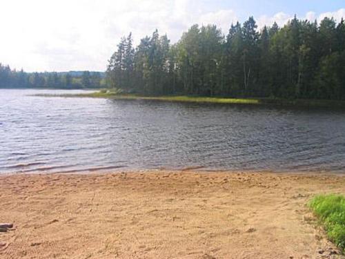 een grote hoeveelheid water met bomen op de achtergrond bij Holiday Home Honkaharju by Interhome in Petäjävesi
