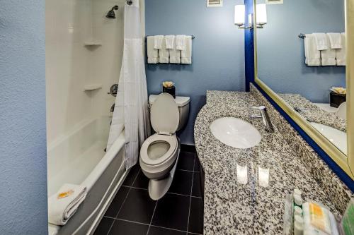 łazienka z toaletą, umywalką i wanną w obiekcie Holiday Inn Cleveland Northeast - Mentor, an IHG Hotel w mieście Mentor