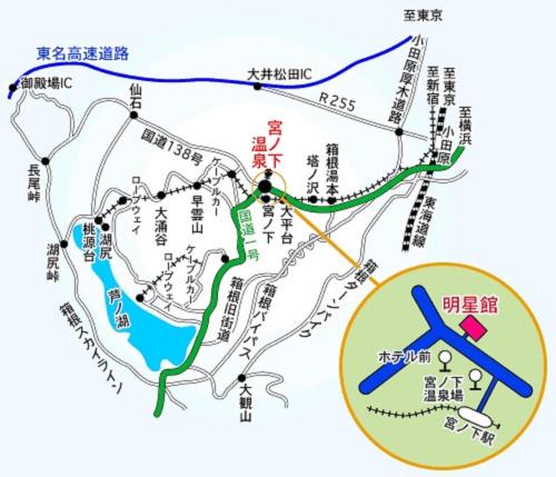 a map of the proposed route of the proposed improvements to the park at Hakone Miyanoshita Myojokan in Hakone