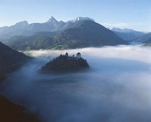 an island in the middle of a body of water at Gasthof Hensle in Sankt Gallen