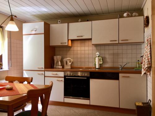 Kuchyň nebo kuchyňský kout v ubytování Ferienwohnung Hänel