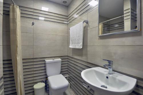 a bathroom with a toilet and a sink at Milonas Studios in Corfu