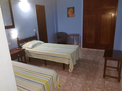 a bedroom with a bed and a desk at Hostal 7 Soles in Las Palmas de Gran Canaria