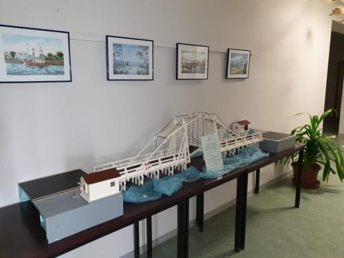a model of a ship on display in a museum at Hanse Haus Pension in Greifswald