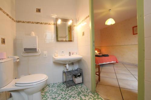 ein Bad mit einem WC und einem Waschbecken in der Unterkunft L'espiatet in Borce