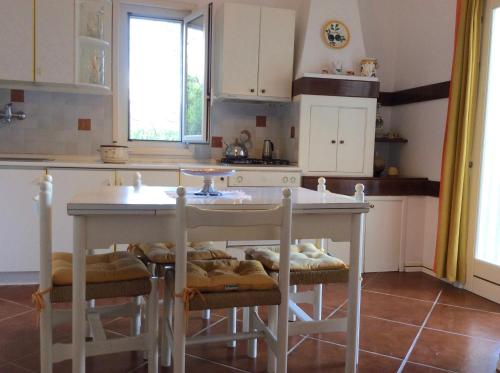 a kitchen with a table and some chairs in it at Villa Le Palme in Rosa Marina