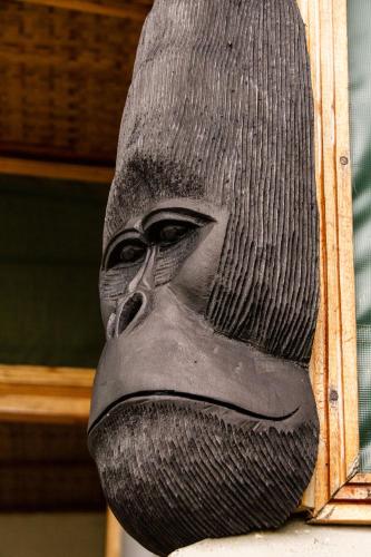 a close up of a statue of a baseball player at Karungi Camp in Rubuguli