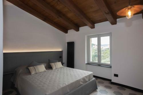 a bedroom with a bed and a window at Agriturismo Ca Du Briccu in Bardino Vecchio